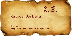 Kulacs Barbara névjegykártya